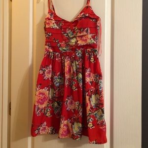 Fun Red Floral Roxy Skater Dress